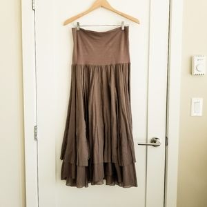 LAPIS stitch trim double layer cotton skirt